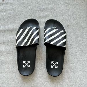 Off-white Spray stripes slides black and white( size) 42/ 9